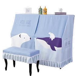 Aifurnkz Premium Full Piano Cover Upright, 360° Protective Coverage Piano Dust Cover with Chair Bench Cover Cloth for Most Upright Pianos(Support Custom Made) (piano cover+simple stool cover, B)