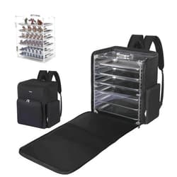 Famard Miniatures Storage Case with Backpack,Magnetic Wargame Miniature Army Carrying Case,Clear Acrylic Board Game Miniatures Display Case Compatible with Warhammer 40k