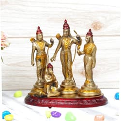 Artvarko™ Ram Darbar Statue Shree Ram Ji Sita Laxman Hanuman Home Décor Brass Metal Bhagwan Idol Murti for Mandir Temple Gift Height 7 Inches.