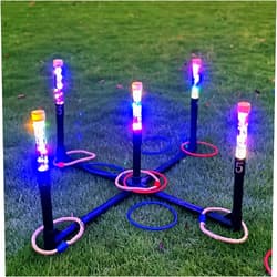 OUTTOY Outdoor Yard Games for Adult and Family, Led Ring Toss Games for Kids， Glow in The Dark Games for Lawn, Backyard, Camping, Beach