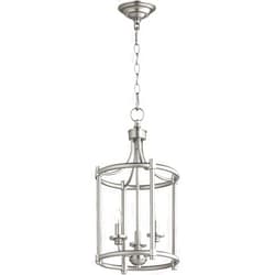 Quorum International Quorum 6822-3-65 Transitional Three Light Entry Pendant from Rossington Collection in Pewter, Nickel, Silver Finish,