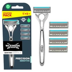 Wilkinson Sword Quattro Titanium Sensitive 4 Razors + 1 Blade – Pack of 5)