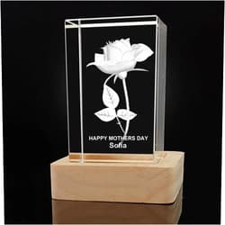XENTUMI Personalized Crystal 3D Rose Gift, Mothers Day Rose Gifts, Custumize Gifts for Mom/Women/Her, Valentine's Day, Girlfriend Grandma Daughter Love