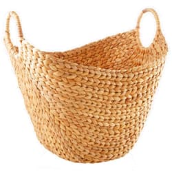 Casafield Large Laundry Boat Basket with Handles - Natural, Woven Water Hyacinth Multipurpose Storage Organizer for Throw Blankets, Bathroom, Bedroom, Living Room