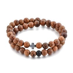St John the Baptist Orthodox Brotherhood Christian Prayer Beads Rope Bracelet | 50 Wooden Beads + 1 Black Bead + Hematite Cross | Women Men Children | 8 MM Beads | Great Gift for any Occasion!