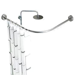Huamingchuang Stretchable 304 Stainless L Shaped Bathroom Bathtub Corner Shower Curtain Rod Rack Drill Free Install, Bathroom, Clothing Store, Private Space Wall (28.55