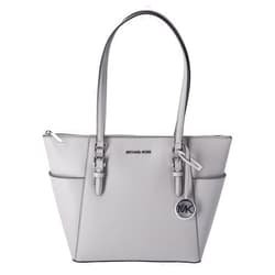 Michael Kors Charlotte Large Top Zip Tote (Pearl Grey/Silver Hardware)