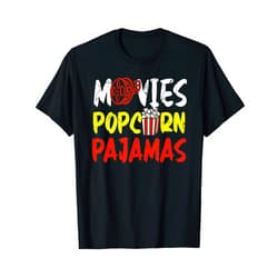 Hadley Designs Movies Funny Popcorn Pajamas family movie night movie lover T-Shirt