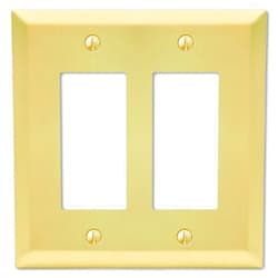 Amerelle 163RRSB Century Wallplate, 2 Rocker, Steel, Satin Brass, 1-Pack