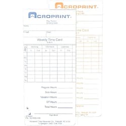 Acroprint Time Recorder Weekly Time Cards, for Use with: Acroprint ATR240, ATR360 (1750 Pack)