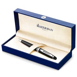 Waterman Expert Ballpoint Pen, Gloss Black with Chrome Trim, Medium Tip, Blue Ink, Luxury Pen in Gift Box - Supreme Writing Comfort, Signature Style, Polished, Professional