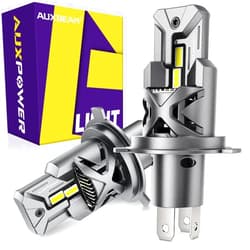 Auxpower ‎2024 X3 Series H4/9003/HB2 Fog Light Bulbs, Ultra Bright 28000 Lumens 6500K Cool White H4 Bulbs with 5 Layer Cooling System, Wireless Plug and Play, Canbus Ready, Halogen Replacement