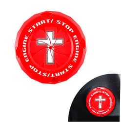 JUSTTOP Rotary Push to Start Button Cover, Cross Car Engine Start Stop Button Protective Cover, Car Accessories Ignition Key Switch Cover, Universal Button Decoration Ring(Red)