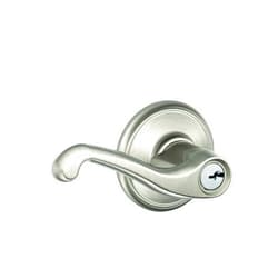 SCHLAGE F51A FLA 619 Flair Lever Keyed Entry Lock, Satin Nickel