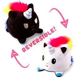 TeeTurtle - The Original Reversible Unicorn Plushie - Light + Dark Rainbow - Cute Sensory Fidget Stuffed Animals That Show Your Mood