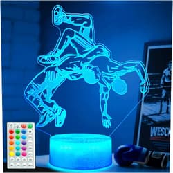POSSHE Wrestling Night Light, Wrestler Gifts, Wrestler 3D Illusion Lamp with 16 Colors Changing, Remote Control and Dimmable, Kids Boys Girls Room Decoration, Holiday Xmas Gifts