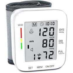MMIZOO Wrist Blood Pressure Monitor Bp Monitor Large LCD Display Blood Pressure Machine Adjustable Wrist Cuff 5.31-7.68 inch Automatic 99x2 Sets Memory with Carrying Case for Home Use (W1681)