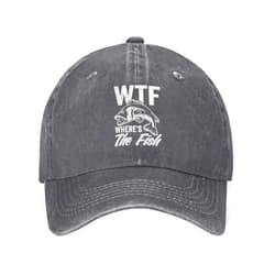 Botizr WTF Where's The Fish Hats Cowboy Dad Hats Cute Fishing Gifts Baseball Cap Adjustable Strap for Men Cotton Traveling Hat