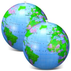 Pangda 2 Pack Inflatable Globe Blow up World Globe Beach Ball Globe for Party Bags, PVC Material