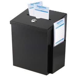 TOPZEA Suggestion Box with Slot and Lock, Wall Mounted Ballot & Donation Box, Metal Comment Collection Box Key Drop Box with 50 Free Suggestion Cards for Office, Hotel, Church, Black, 9
