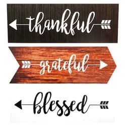 OURISE 3 Pieces Wooden Wall Decor for Living Room, Wall Art Rustic Farmhouse Decor Thankful Grateful Blessed Wooden Signs Inspirational Hanging Plaques for Home Bedroom Kitchen Bathroom (12 x 4 inch)