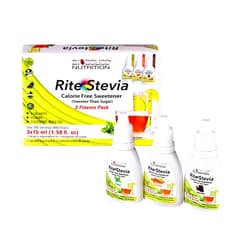 BIOBOLICS NUTRITION. Science and Power of Nutrition Rite Stevia Liquid Drops Multi-Flavor Combo Pack A : Chocolate, Cinnamon & Plain – No Carb, 0 Cal, Non GMO, Gluten Free, Keto & Diabetic Friendly – 3 x15ml Bottles – Total 300 Servings (900 Drops)