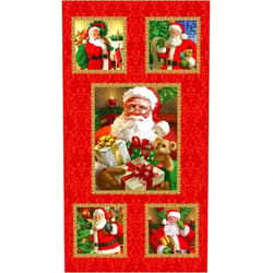 FlashPhoenix Quality Fabric Christmas Legend Santa Claus Holiday Red 100% Cotton Fabric 24x44 Panel