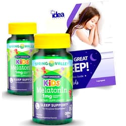 Idea Shop USA Spring Valley Fast Dissolve Kids Melatonin Chewable Tablets, Grape Flavor, 1 mg + “Have a Great Sleep