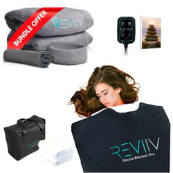 REVIIV [Bundle] Far Infrared Sauna Blanket with Sauna Blanket Insert Towel Kit - 3 Pcs Luxuriously Soft Sauna Towel Insert Sack with Microfiber Face Towel, Headband & Bonus Waffle Insert Towel with Sauna Bag