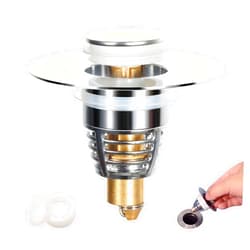 BAISASY Bathroom Sink Stopper, Upgraded Pop Up Sink Drain Stopper for 1.06~1.75inch Drain Holes, Stainless Steel Rapid Drainage Anti Clogging Tub Stopper with Filter Basket Hair Catcher