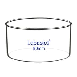 Labasics Crystallizing Dish, No Spout Flat Bottom Thick-Walled High Borosilicate Glass Crystallizing Dishes for Crystallization and Evaporation Lab Glassware, Outer Diameter: 80 mm, Capacity: 100 ml