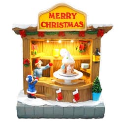 innodept12 Animated Christmas Village Accessories Decor with Music and LED Lights - Bring Festive Cheer to Your Home with Our Icecream Shop, Battery Operated