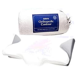 SUTERA - Dream Deep Contour Memory Foam Pillow, Orthopedic Cervical Support for Neck, Shoulder and Back Pain Relief, Ergonomic Pillow for Side, Back and Stomach Sleepers, Washable Cover - White+Bag