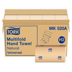 Tork Multifold Hand Towel, Natural, 100% recycled, FSC certified, Compatible with H2 Dispensers, 16 packs x 250 sheets (MK520A)