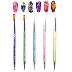 Archua 5pcs Double Ended Nail Art Brushes Point Drill Nail Dotting Drawing Painting Tools Liner for Manicure Nail Art Design Nail Art Pens nail dotting tool