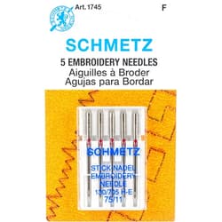 Schmetz Embroidery Machine Needles, Size 11/75, 5/pkg (1745)