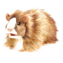 Folkmanis Guinea Pig Hand Puppet Plush, Brown/Light Tan/White