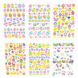 Naler Easter Stickers Sheet Assorted Easter Bunny Stickers for Easter Party Favor DIY Craft Art Making Decoration, 6-Pack, 300+pcs