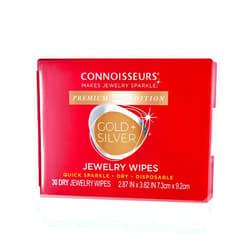 CONNOISSEURS Premium Edition Compact Jewelry Wipes No Rinse Gold and Silver Jewelry Cleaner, Polish and Remove Tarnish to Restore Brilliance, Dry Disposable Wipes, Diamond Dazzle Stik