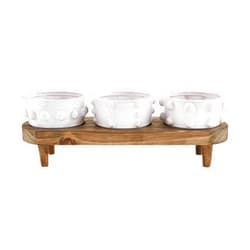 Mud Pie Beaded Bowl Wood Board, stand 5