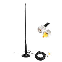 Bingfu Vehicle Mobile Ham Radio Antenna with Ground Planes Dual Band VHF UHF 136-174MHz 400-470MHz Magnetic Base Mount Soft Whip Antenna PL259 Male Connector for Car Amateur Radio Marine VHF Radio
