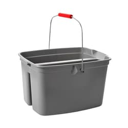 Rubbermaid Commercial Products Double Pail Plastic Bucket for Cleaning, Easy to Carry, 19 Quart, Gray, Cleaning Caddy Supplies Organizer with Handle for Bathroom/Kitchen