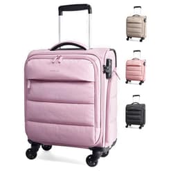 BAGSMART Underseat Carry on Luggage with Wheels, Soft Underseat Travel Luggage with PVC Wet/Dry Pockets, Lightweight Soft Personal Item Suitcase for Short Trip, Pinkish Purple