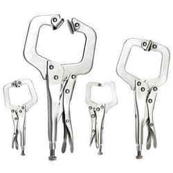 Haokixin 4Pcs C Clamp Locking, 2Pcs 6 inch, 9 inch, 11 inch Heavy Duty Welding Clamps Pliers Set Vise Grip Clamps with Swivel Pad for Electrician Maintenance, Wood Working, Welding Craftsmen Home Workshop Farm