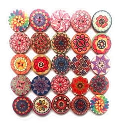 ANCHRISLY Buttons for Crafts, 100pcs Big Button Cute Large Decorative Buttons 1Inch Flower Wood Buttons for Sewing 25mm (100)
