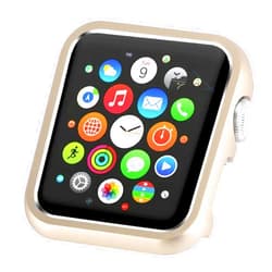 Leotop Compatible with Apple Watch Case 38mm 42mm, Compatible iWatch Bumper Metal Protective Cover Aluminum Alloy Frame Bling Shiny Protector Compatible Apple Watch Series 3/2/1(Matte Gold, 42mm)