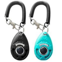 HoAoOo Pet Training Clicker with Wrist Strap - Dog Training Clickers (New Black + Blue)