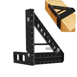 Yuqutum 3D Multi-Angle Measuring Ruler, 22.5-90 Degree Aluminum Alloy Woodworking Square Protractor, Imperial High Precision Layout Measuring Tool for Engineer Carpenter (Metric)