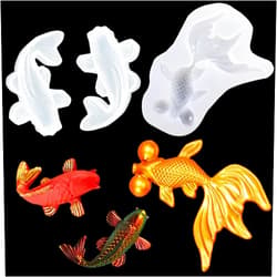 ZIZUY Koi Fish Silicone Resin Molds, 3 Pcs Goldfish Fondant Silicone Resin Epoxy Molds for DIY Goldfish Pendant Charm Making Jewelry Keychain Home Decoration