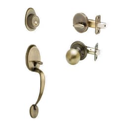 Copper Creek CZ2610XBK-AB Mid-Century Modern Entrance Handleset in Antique Brass with Ball Knob Interior